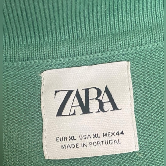 ZARA Structured Knit Long Sleeve Polo Men’s Size XL Green Business Casual NWOT - Picture 5 of 11